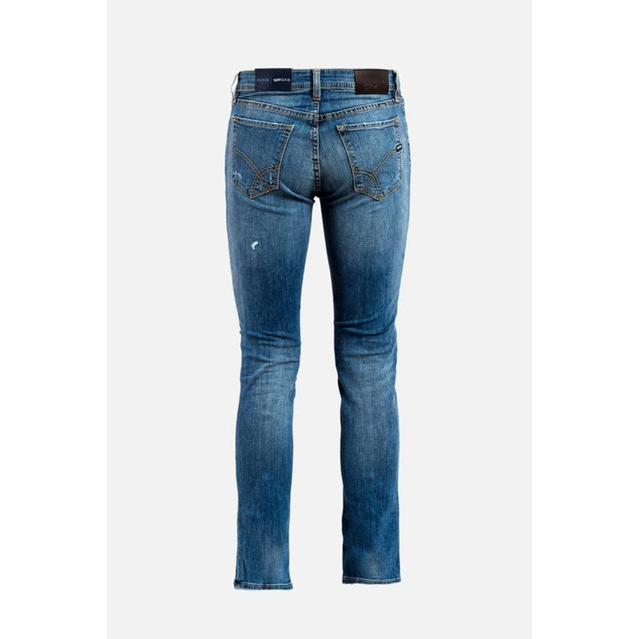 Gas Blue Cotton Slim Fit Jeans