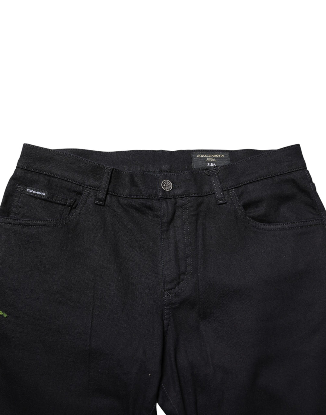Dolce & Gabbana Black Floral Cotton Skinny Men Denim Jeans