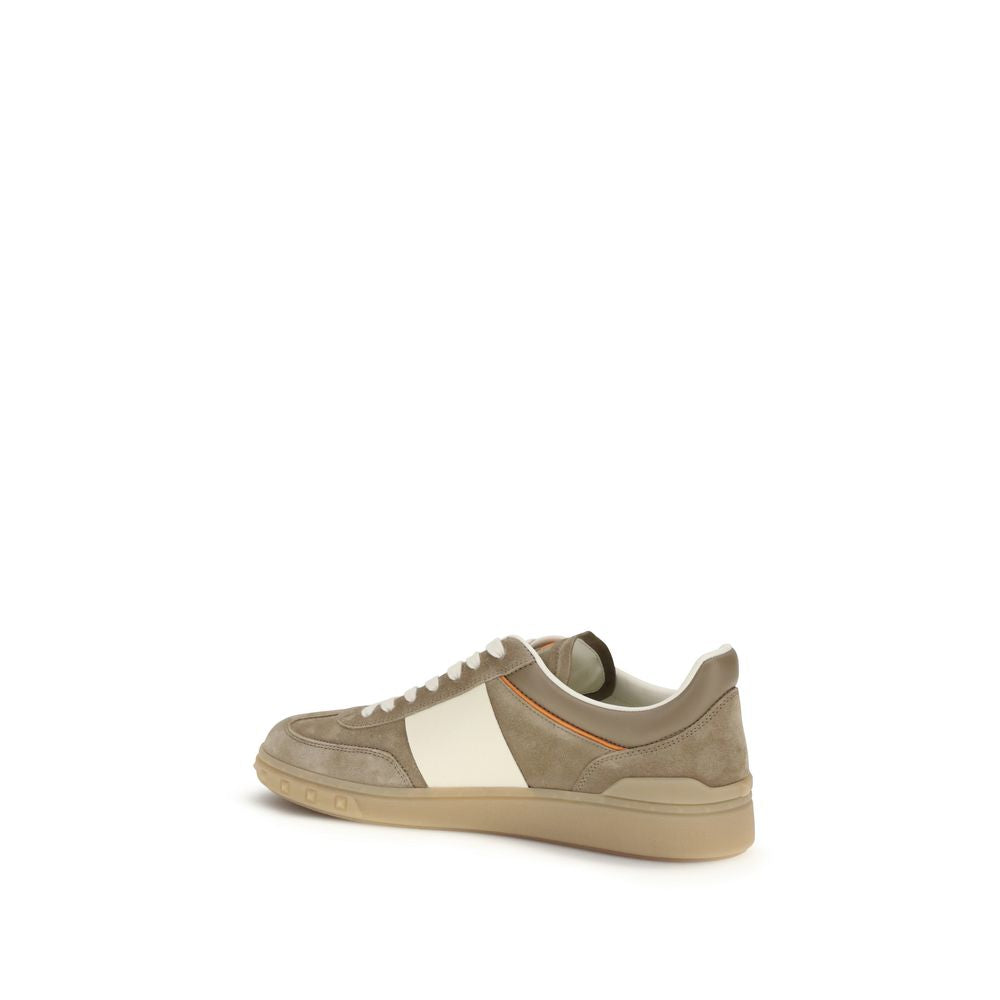 Valentino Garavani Beige Calf Leather Bos Taurus Low Top Sneakers