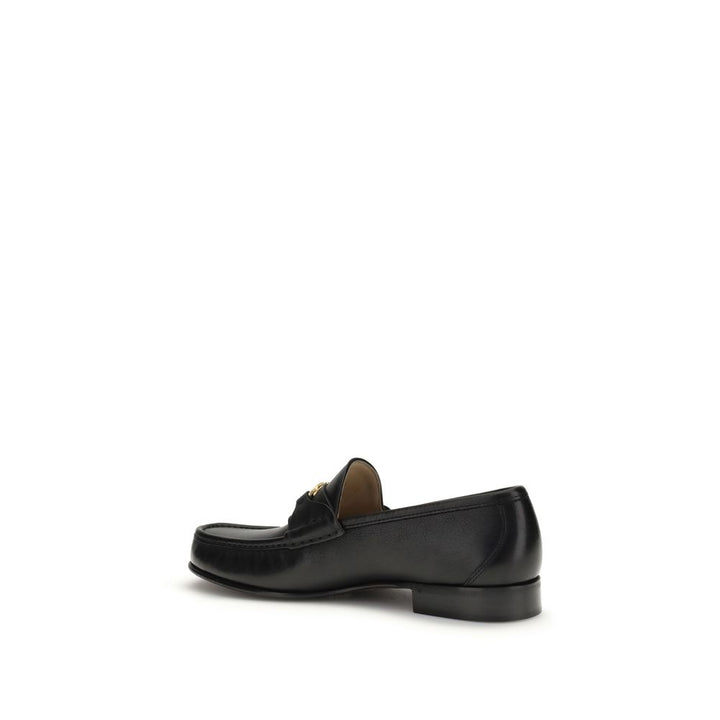 Valentino Garavani Black Calf Leather Bos Taurus Slip-On Loafers