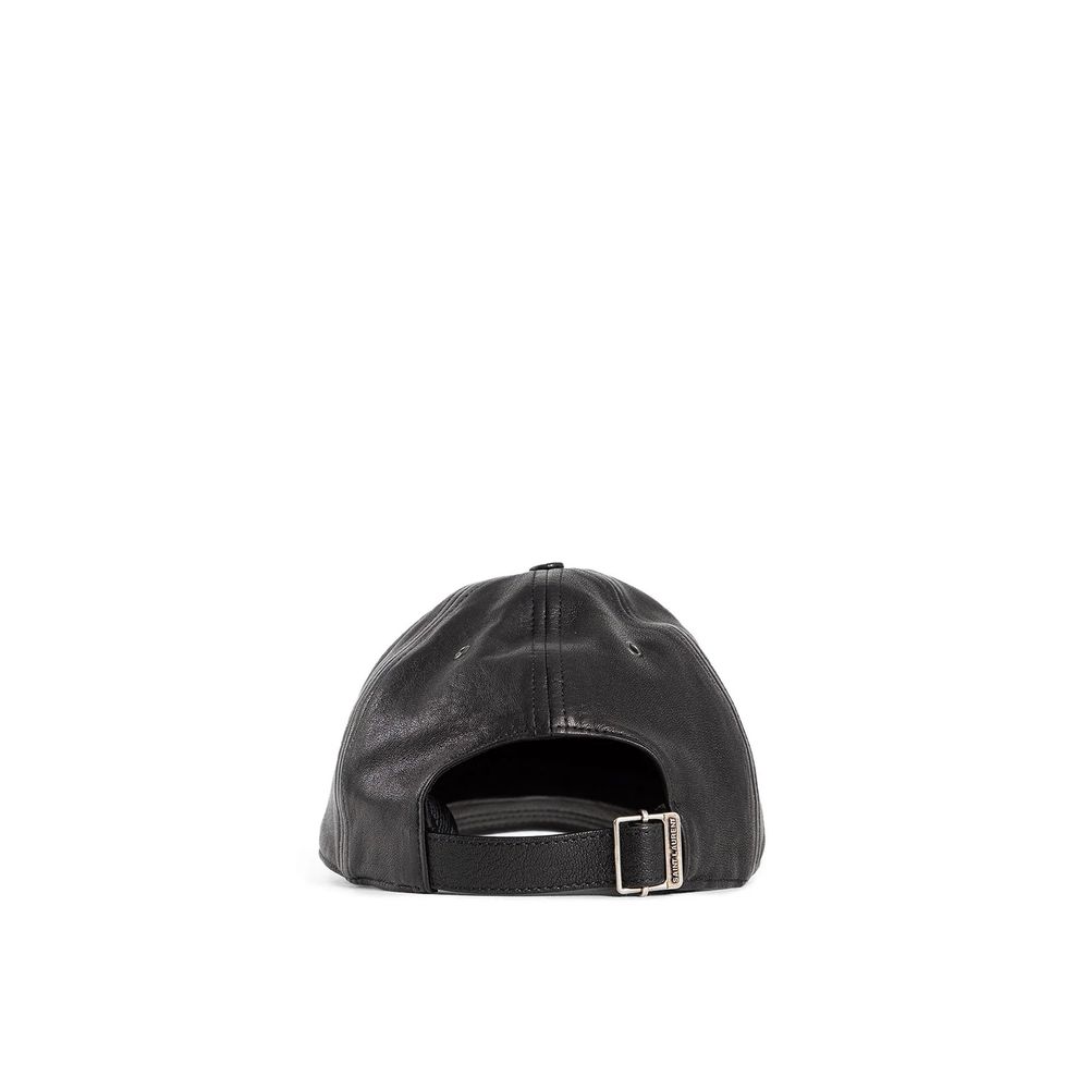 Saint Laurent Black Lamb Leather Cap (Baseball Hat)