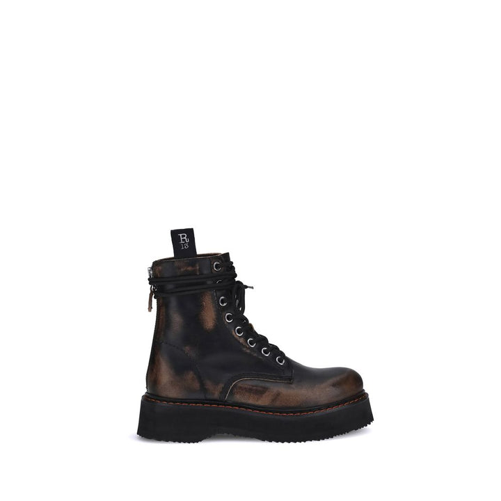 R13 Brown Rubber Lace-Up Boots