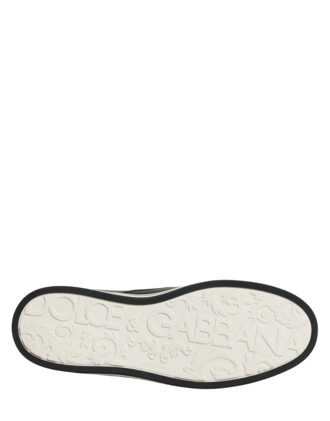 Dolce & Gabbana Black Leather Signature Figures Sneakers Shoes