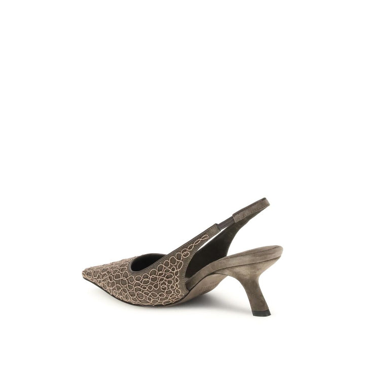 Brunello Cucinelli Brown Leather High Heel Pumps