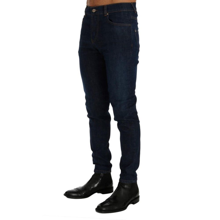 Frankie Morello Blue Cotton Slim Fit Jeans