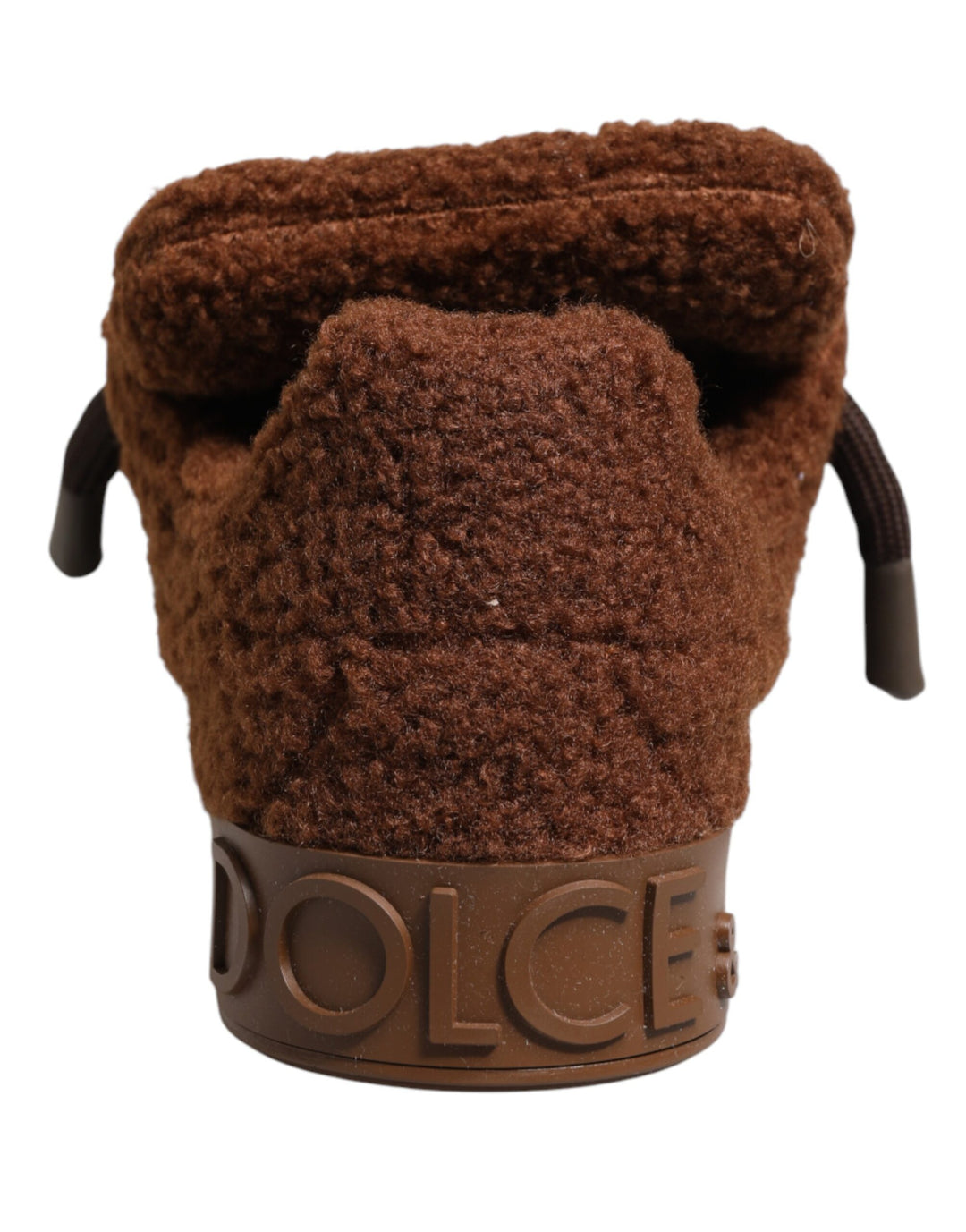 Dolce & Gabbana Brown Faux Shearling Low Top Sneakers Shoes