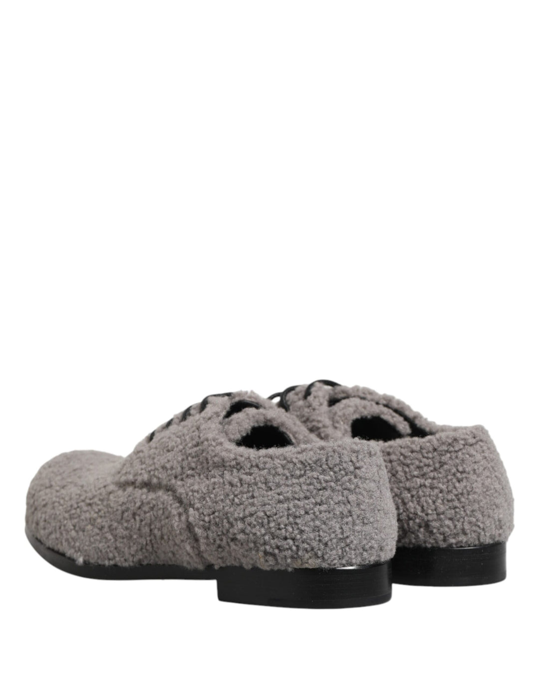 Dolce & Gabbana Gray Fleece Lace Up Men Derby Dress Shoes