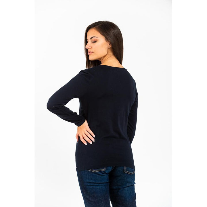 Gas Blue Cotton Long Sleeve T-Shirt