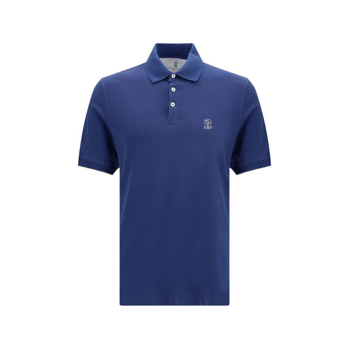 Brunello Cucinelli Blue Cotton Polo Shirt