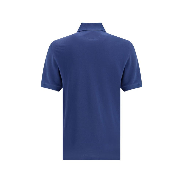 Brunello Cucinelli Blue Cotton Polo Shirt