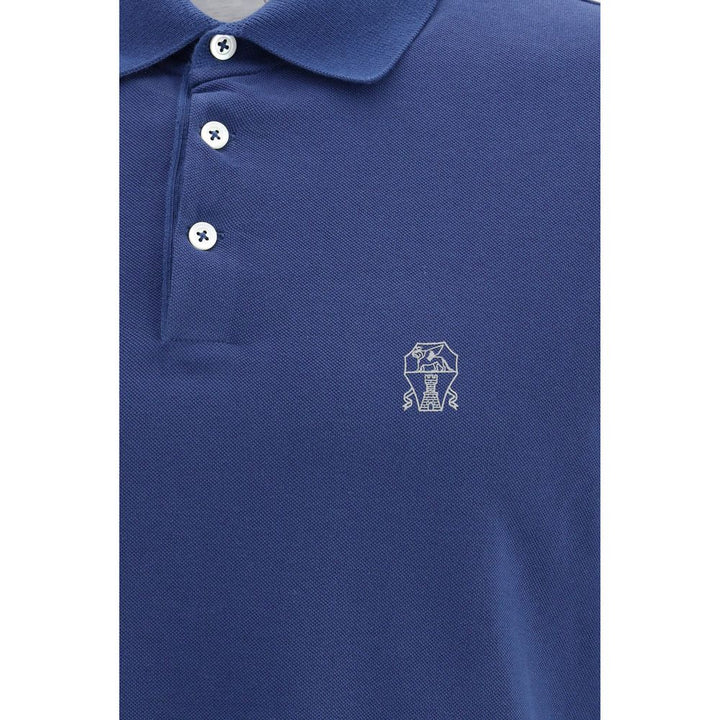 Brunello Cucinelli Blue Cotton Polo Shirt