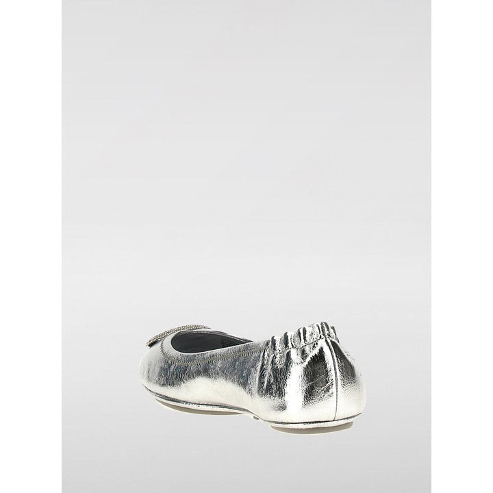 Tory Burch Silver Leather Ballet Flats