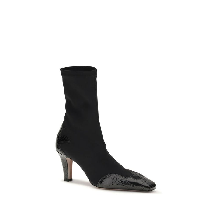 Paris Texas Black Calf Leather Bos Taurus Ankle Boots