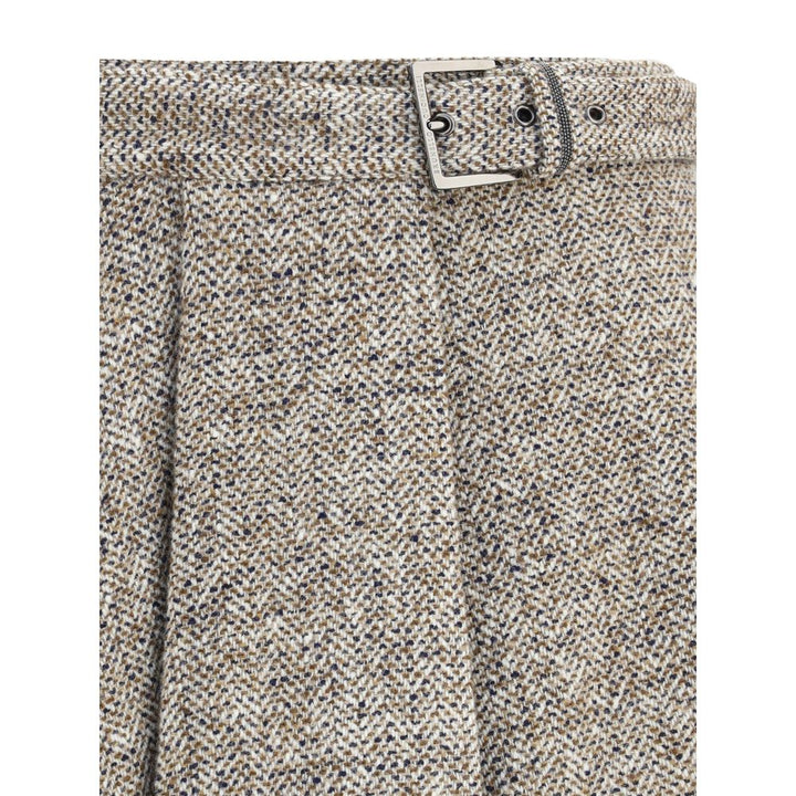 Brunello Cucinelli Brown Fleece Wool Midi Skirt