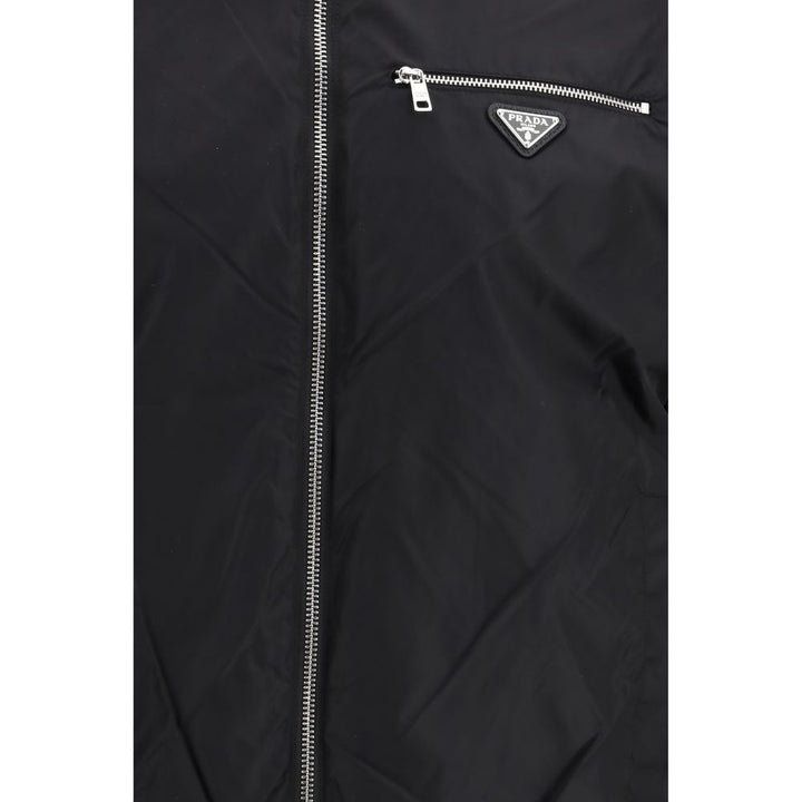 Prada Black Fleece Wool Full-Length Jacket