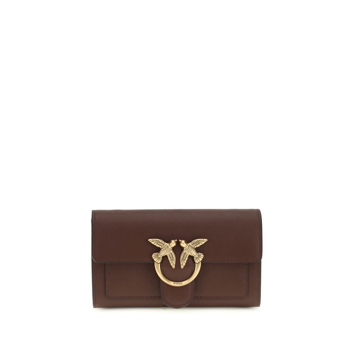 PINKO Brown Calf Leather Bos Taurus Shoulder Bag
