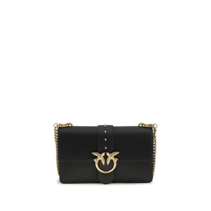 PINKO Black Calf Leather Bos Taurus Shoulder Bag