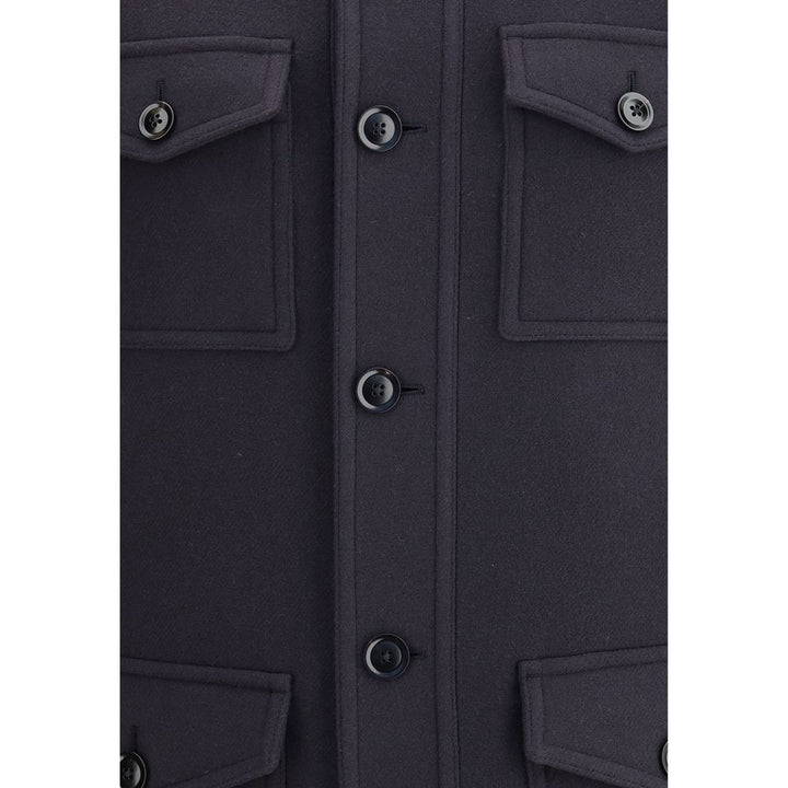 Tom Ford Blue Fleece Wool Coat