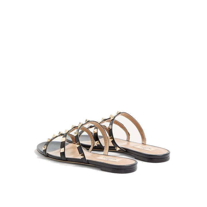 Valentino Garavani Black Calfskin Flat Sandals