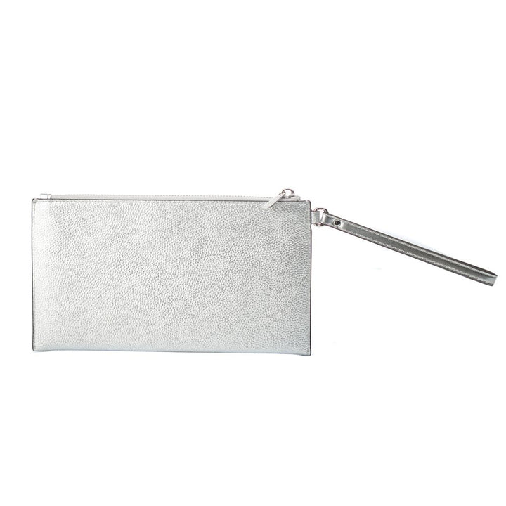 Michael Kors Gray Leather Clutch Bag