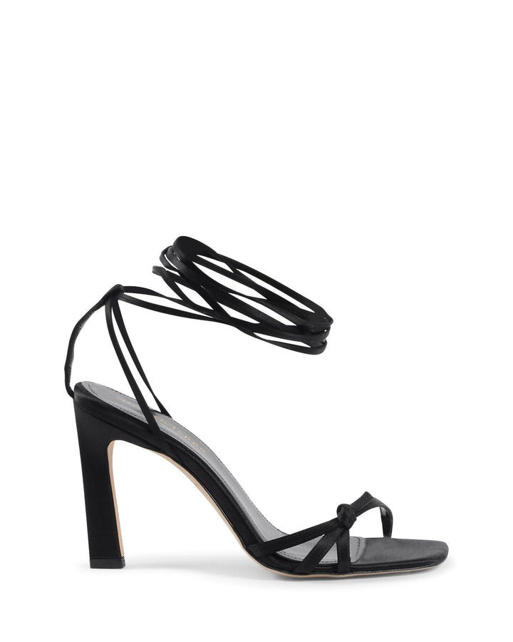 Dee Ocleppo Black Satin Strap-On Sandals
