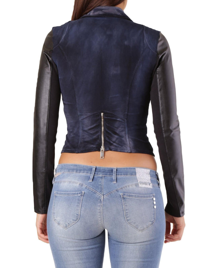 Met Blue Cotton Biker Jacket