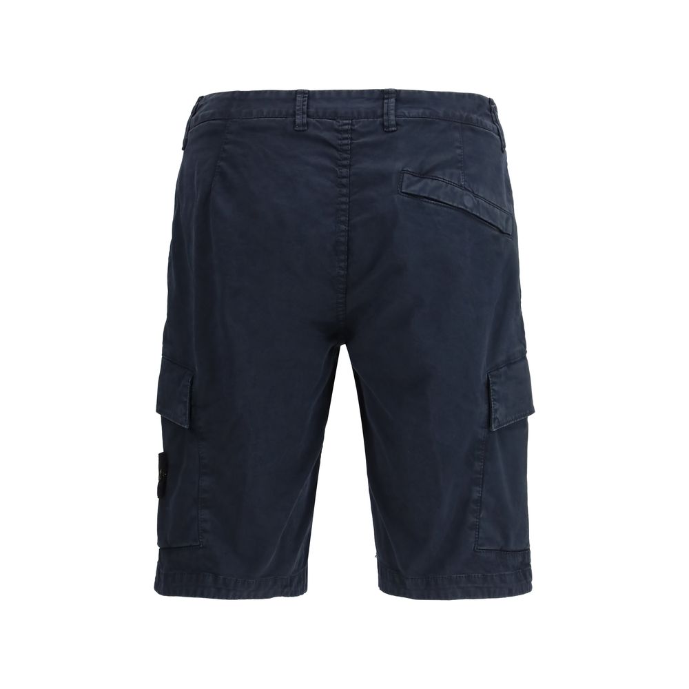 Stone Island Blue Cotton Bermuda Shorts