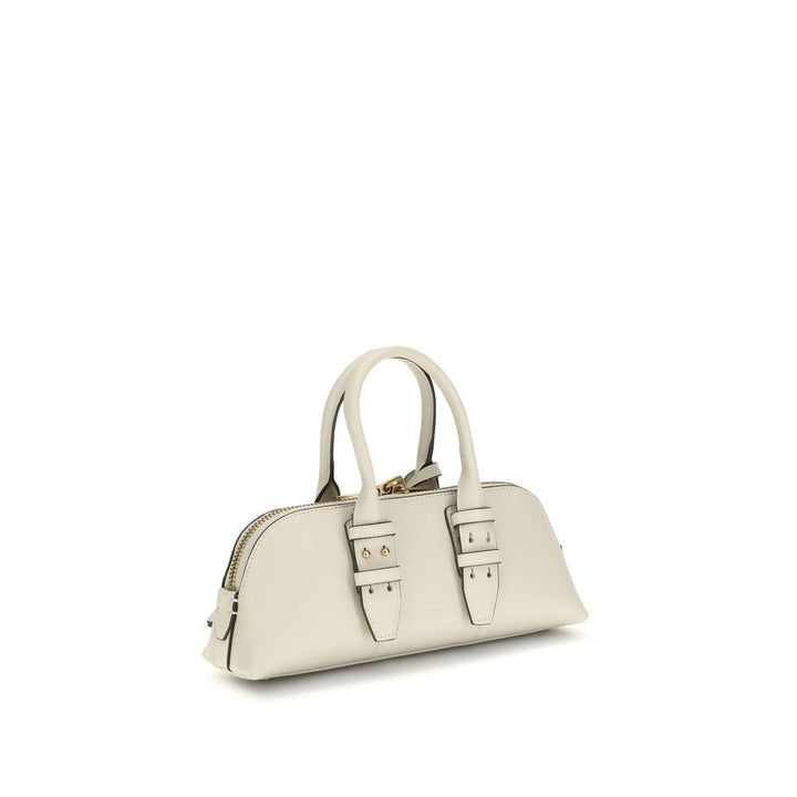 PINKO White Calf Leather Bos Taurus Shoulder Bag