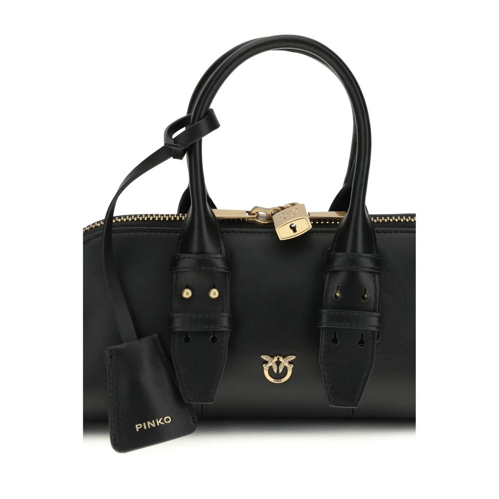 PINKO Black Calf Leather Bos Taurus Shoulder Bag