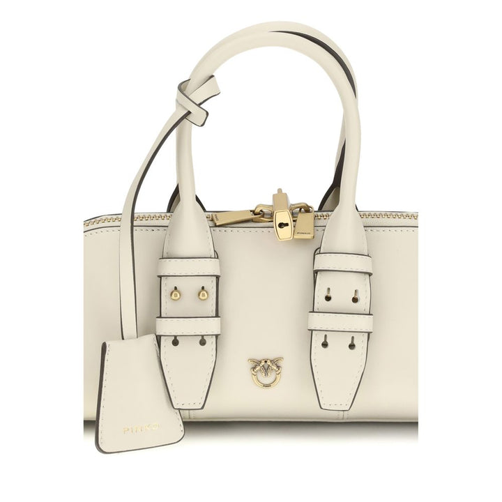 PINKO White Calf Leather Bos Taurus Shoulder Bag