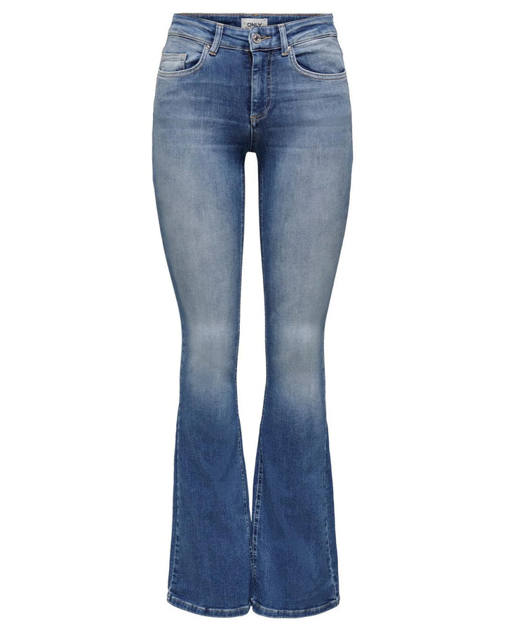 Only Blue Cotton Flared Jeans