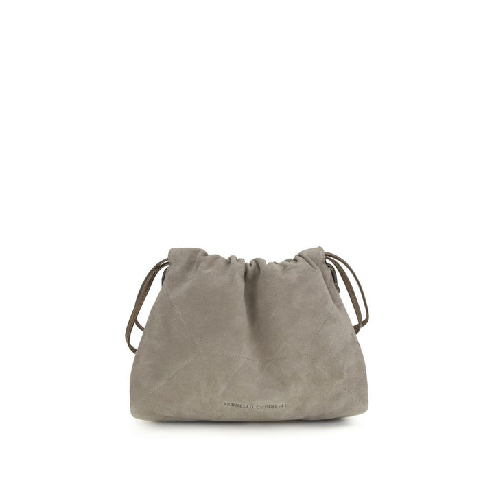 Brunello Cucinelli Gray Calf Leather Bos Taurus Shoulder Bag