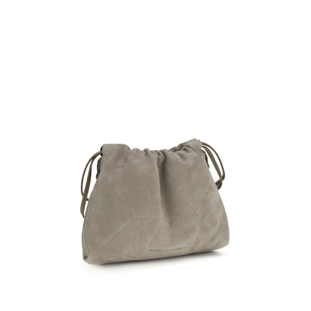 Brunello Cucinelli Gray Calf Leather Bos Taurus Shoulder Bag