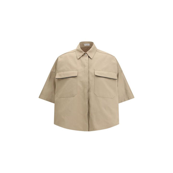 Brunello Cucinelli Beige Cotton Shortsleeve Shirt