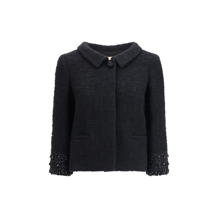 Valentino Black Fleece Wool Coat