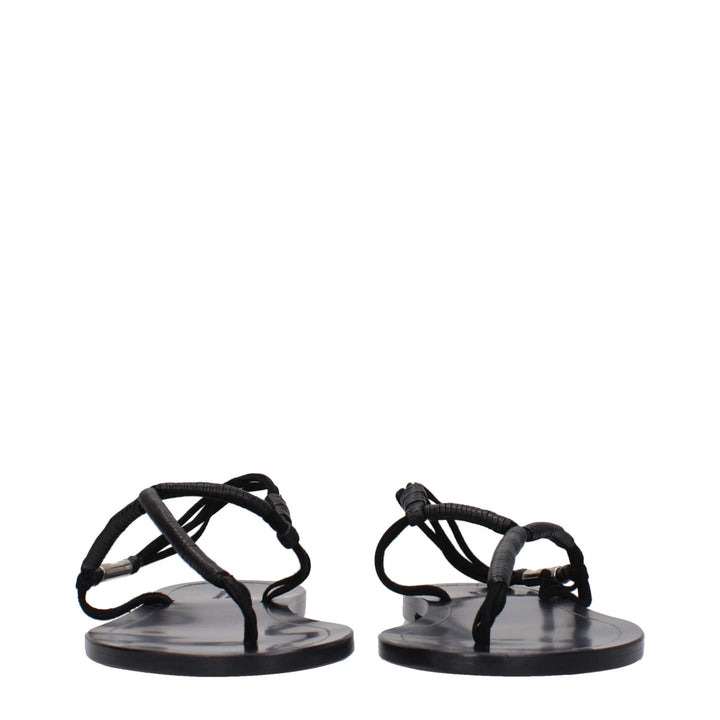 Isabel Marant Black Leather Flip-Flop Sandals