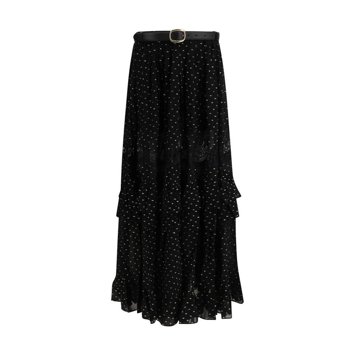 Self-Portrait Black Viscose Long Skirt