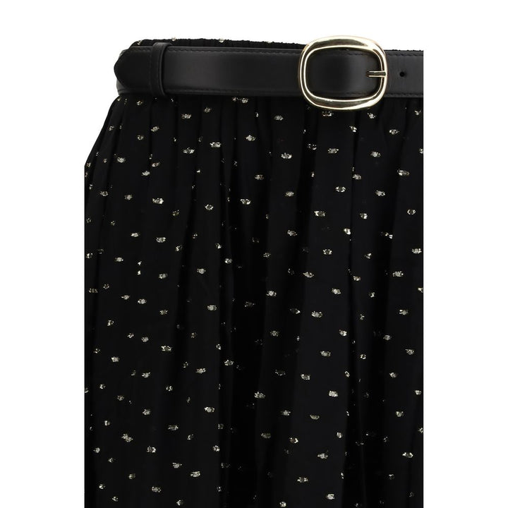 Self-Portrait Black Viscose Long Skirt