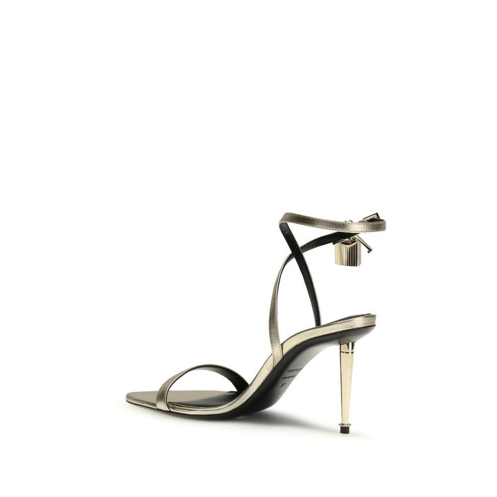 Tom Ford Gold Calf Leather Bos Taurus Stiletto Heel Sandals