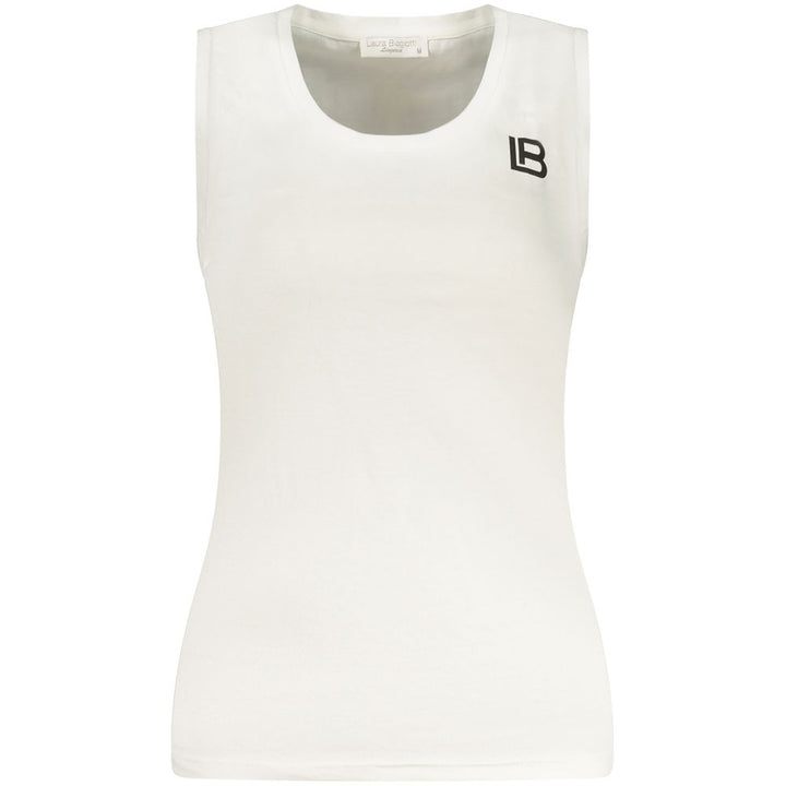 Laura Biagiotti White Cotton Sleeveles T-Shirt