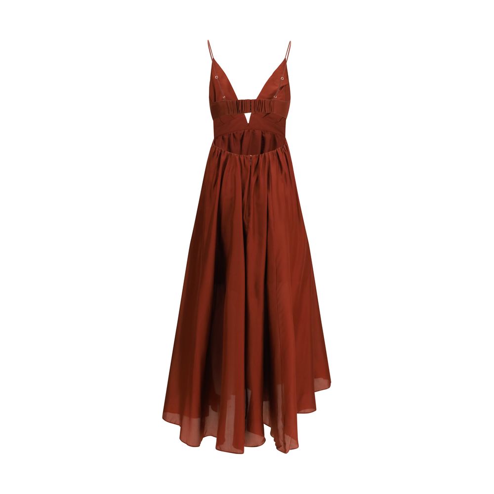Zimmermann Bordeaux Silk Long Dress