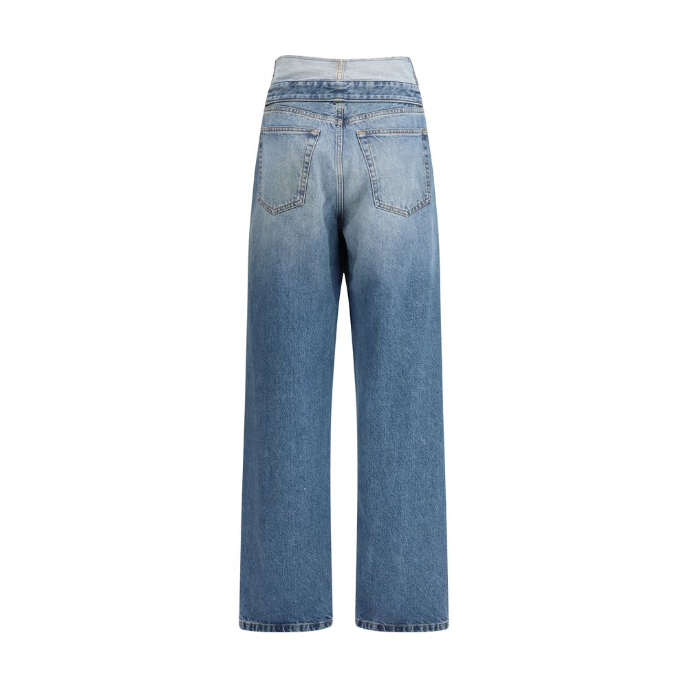 MM6 Light Blue Cotton Straight-Leg Jeans
