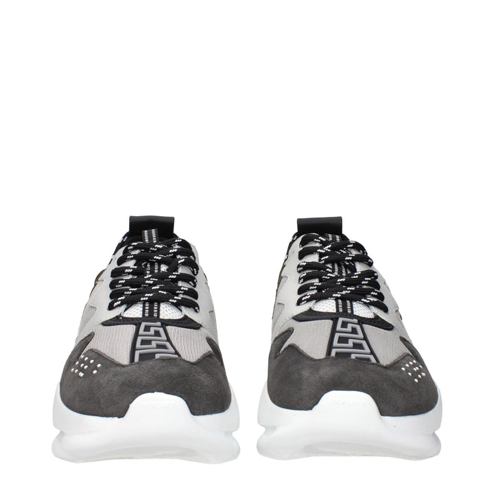 Versace Gray Fabric Chunky Sneakers
