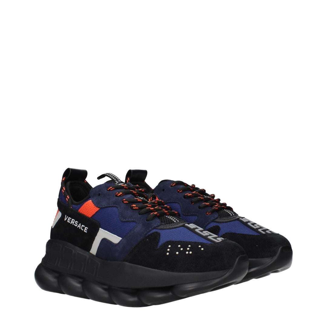 Versace Blue Fabric Athletic Sneakers