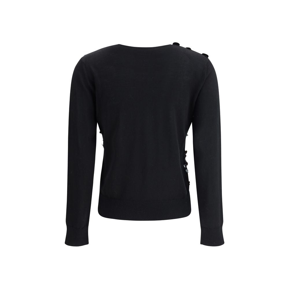 Fabiana Filippi Black Fleece Wool Sweatshirt