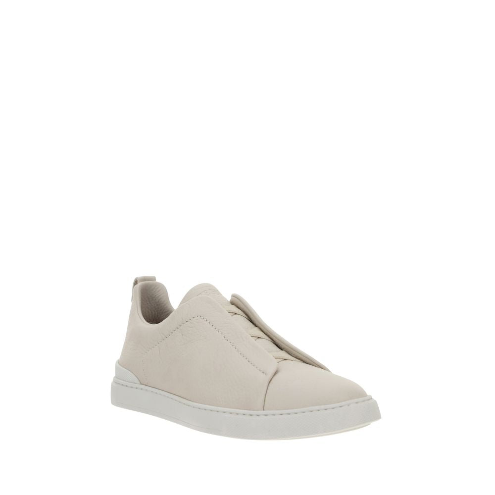 ZEGNA White Calf Leather Bos Taurus Sneakers
