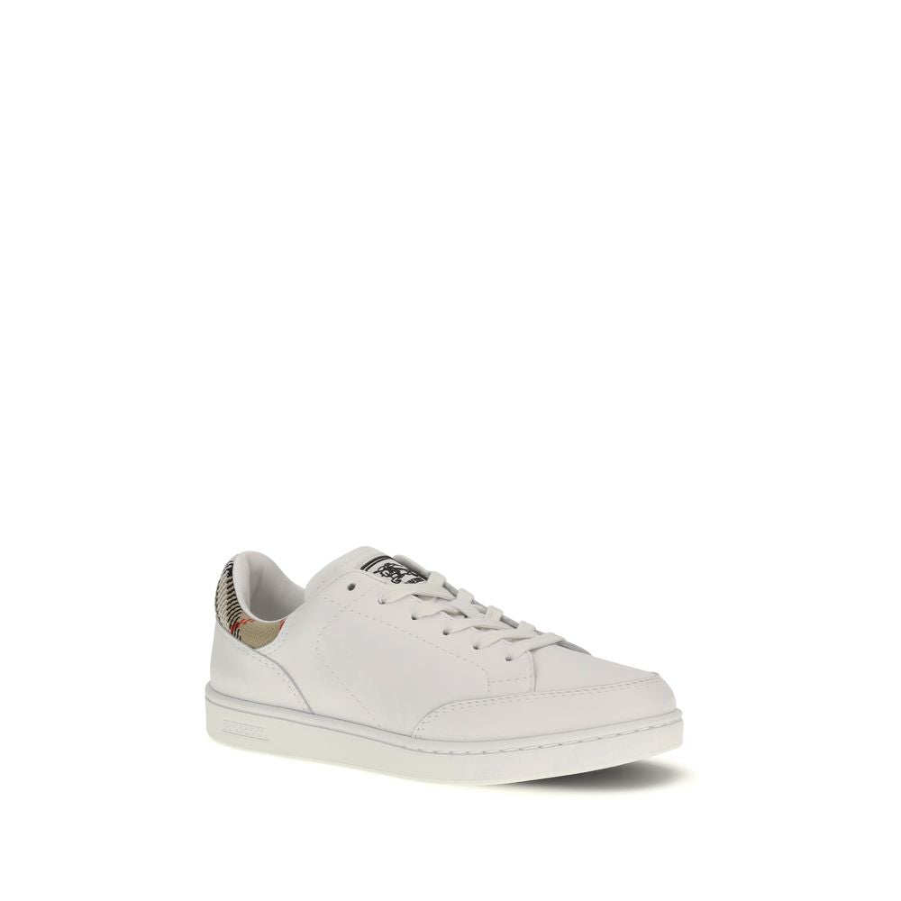 Burberry White Calf Leather Bos Taurus Low Top Sneakers