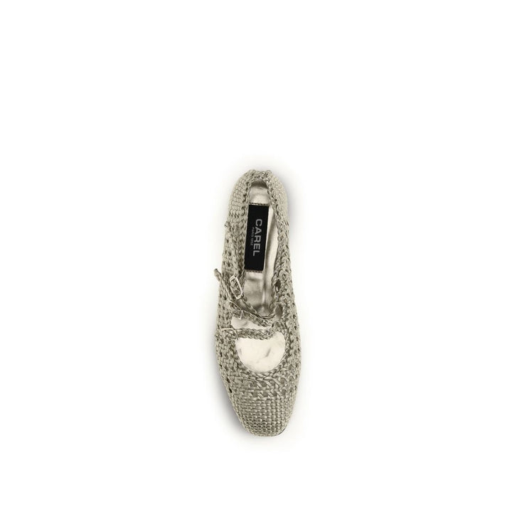 Carel Paris Silver Calf Leather Bos Taurus Ballet Flats