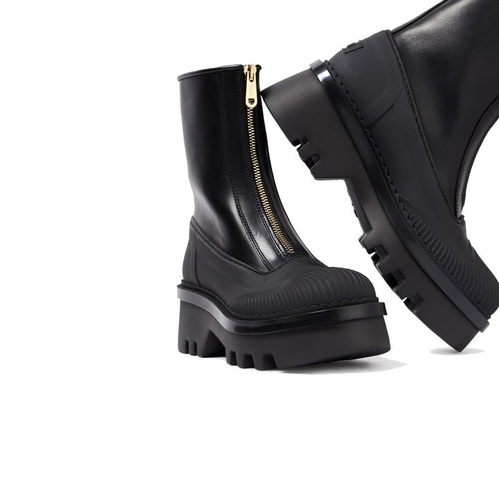Chloé Black Calfskin Lace-Up Boots