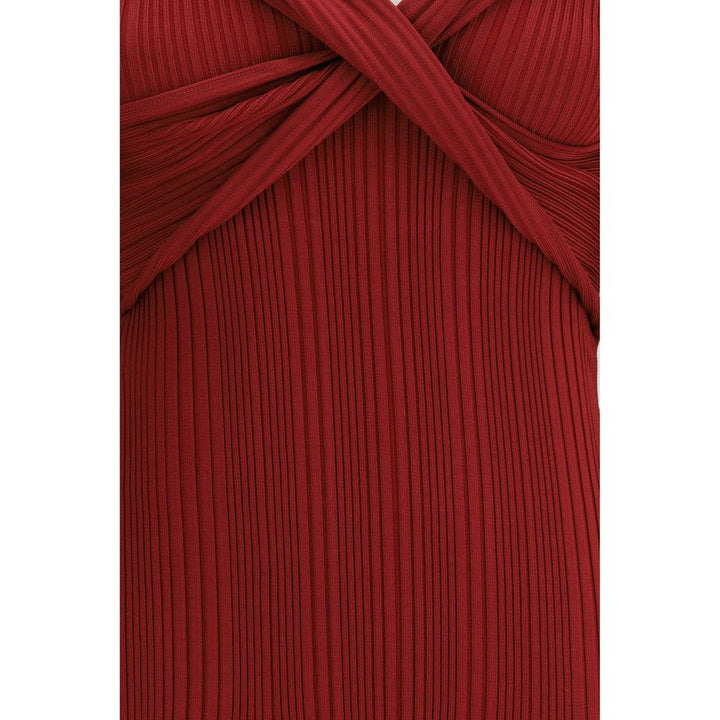 Self-Portrait Bordeaux Viscose Casual Dress